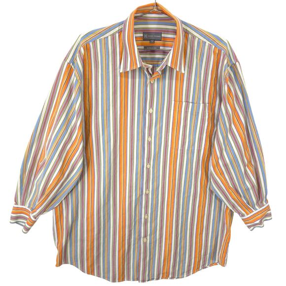 Hickey Freeman Shirt Mens L Colorful Striped Button Up Long Sleeve Casual Preppy - Picture 1 of 9